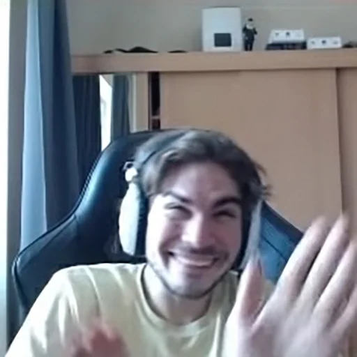 person smile headphones