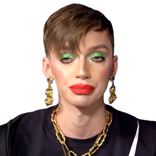 human face necklace person