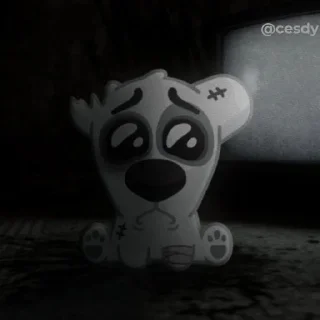 cartoon toy black and white