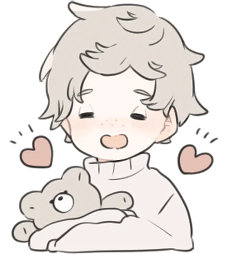 a boy, who like stuffed animals • @punipuni_stickers - эскиз