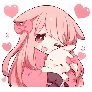 Стикер Розовый зайчик @e4zybot - 10