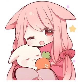 Стикер Розовый зайчик @e4zybot - 7