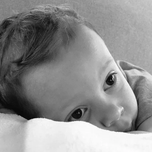 black and white human face child