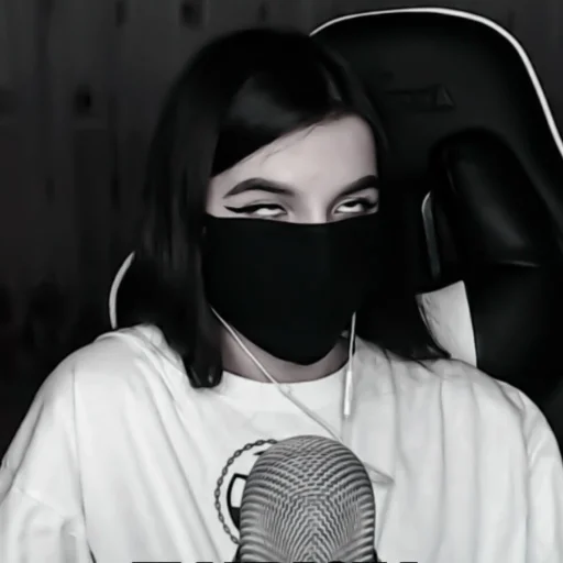 mask person headphones