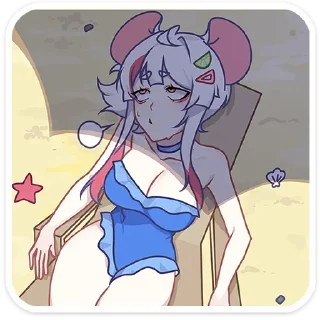 Sticker Мауси и Рен на каникулах @colored_emotions - 8