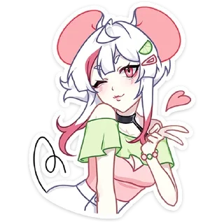 Sticker Мауси и Рен на каникулах @colored_emotions - 1