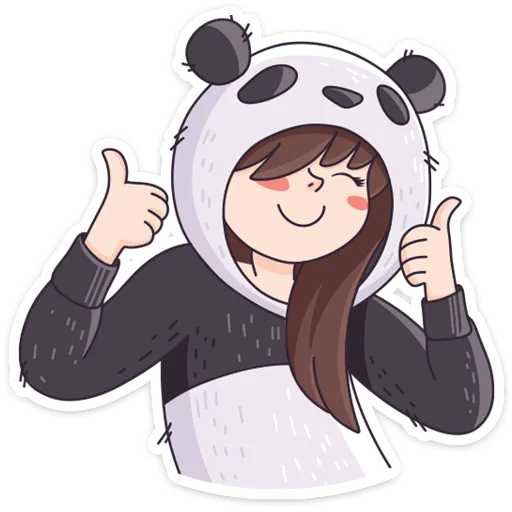 Стикер Девочка-Панда и кот Барсик - 7