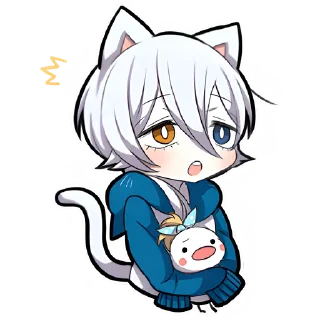 Стикер Белый котёнок 2 @Nyasticks - 0