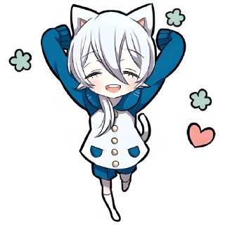 Стикер Белый котёнок 2 @Nyasticks - 4