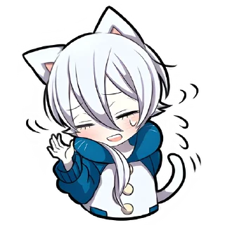 Стикер Белый котёнок 2 @Nyasticks - 8