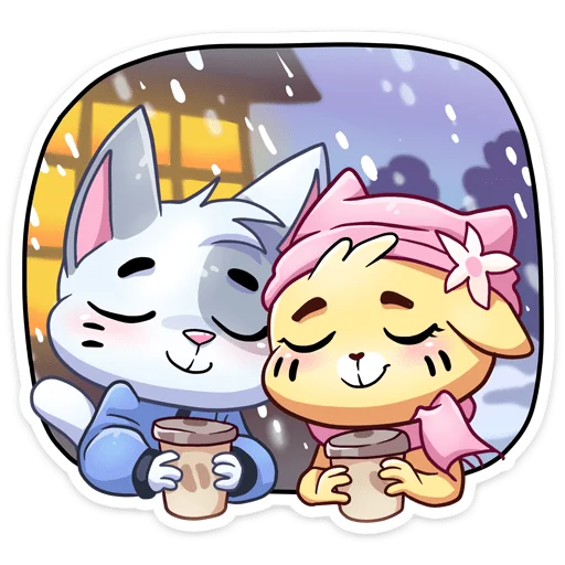 Зимние Бисквит и Ванилька @stickers_vk - 