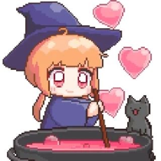 Sticker 마녀 ꉂ૮₍ ᵔᗜᵔ* ₎ა @suncolor - 0