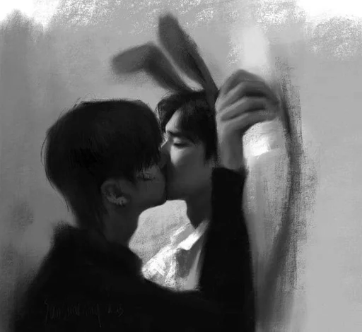 черно-белый Человек целовать