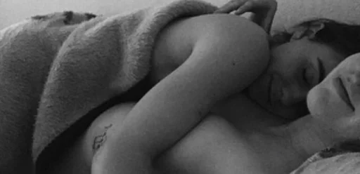 black and white person sleep