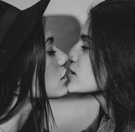 kiss person human face